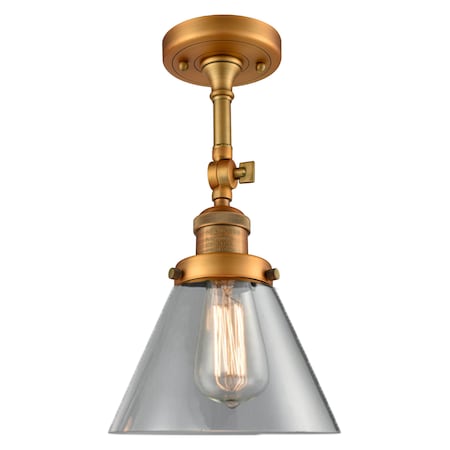 Innovations Lighting 1 Light Adjustable Large Cone 8In. Brushed Brass Semi-Flush Mount With Clear Glass, 507860 201F-BB-G42